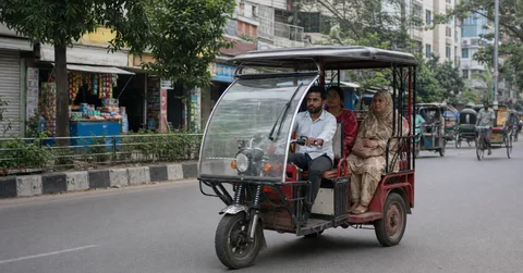 Electric easy bike providing passenger transport in Bangladesh